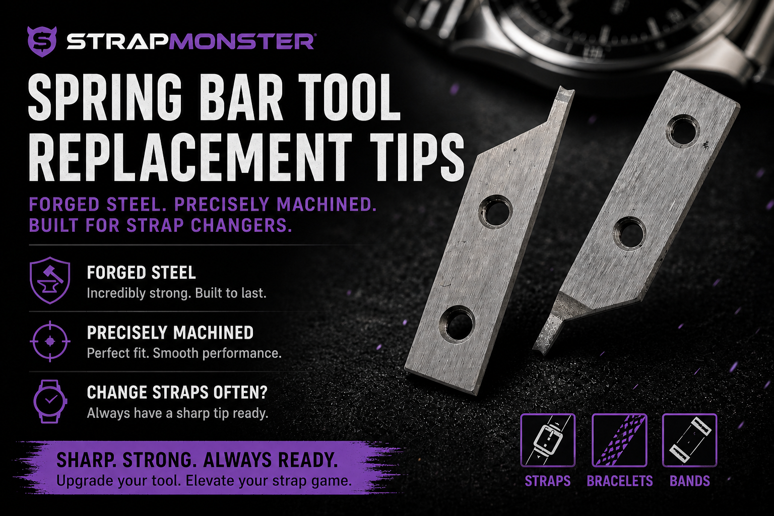 Upgraded Replacement Tips for strapmonster 2.0 Spring Bar Tool